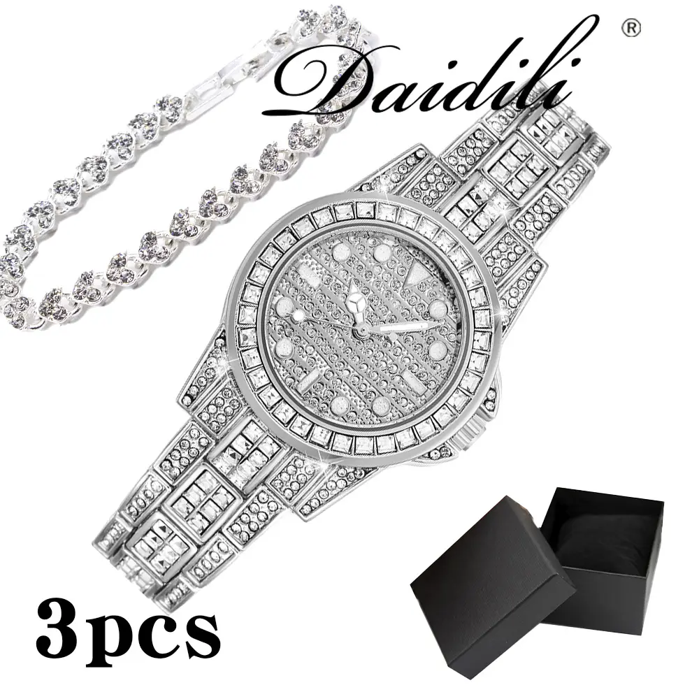 Women's Rose Gold Diamond Watch with Bracelet Set - Image 2