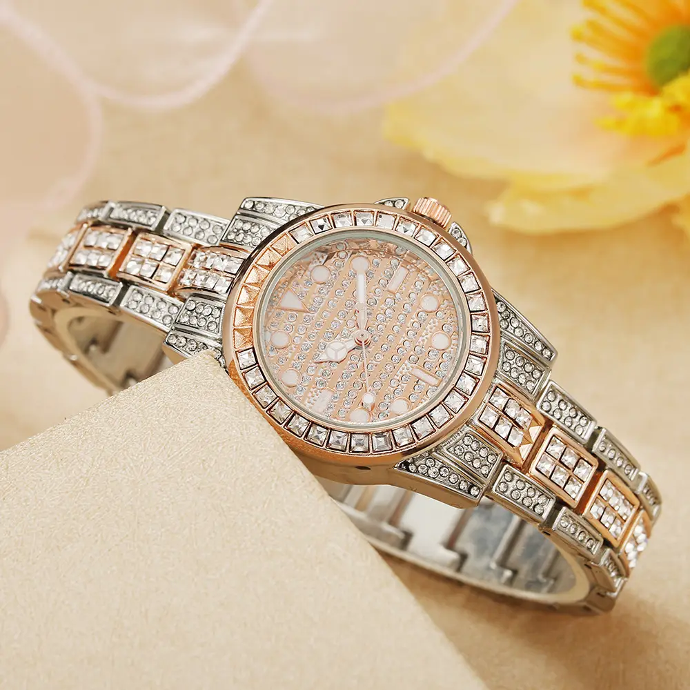 Women's Rose Gold Diamond Watch with Bracelet Set — feature 11