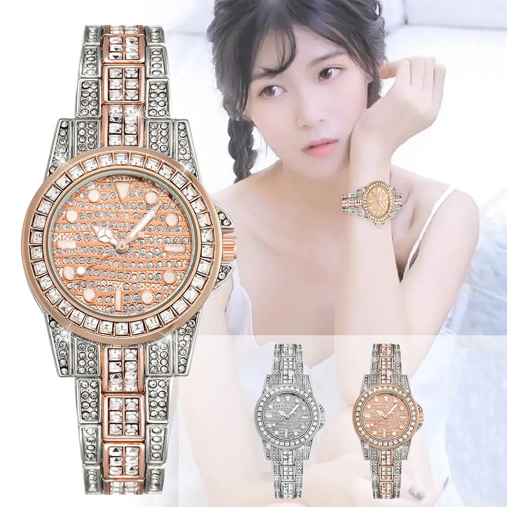 Women's Rose Gold Diamond Watch with Bracelet Set — feature 6