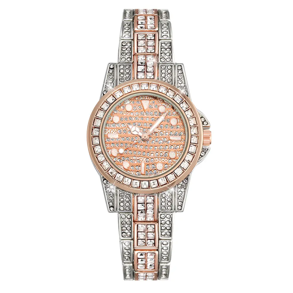 Women's Rose Gold Diamond Watch with Bracelet Set - Image 3