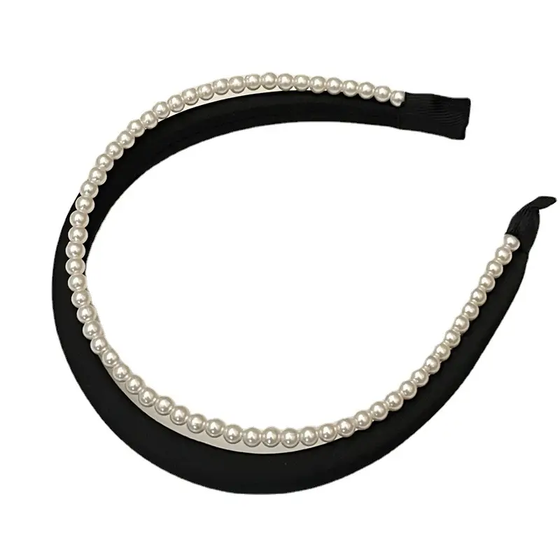 Elegant Satin Pearl Double Layer Headband for Women - Image 14
