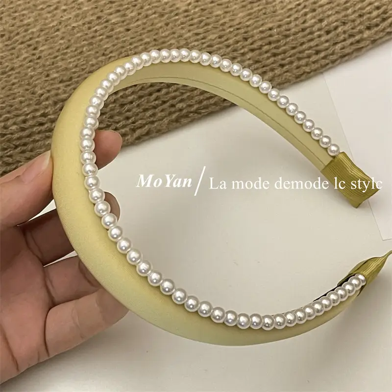 Elegant Satin Pearl Double Layer Headband for Women — feature 11