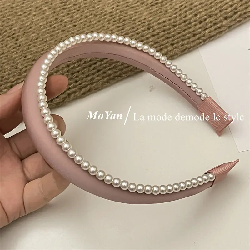 Elegant Satin Pearl Double Layer Headband for Women - Image 9