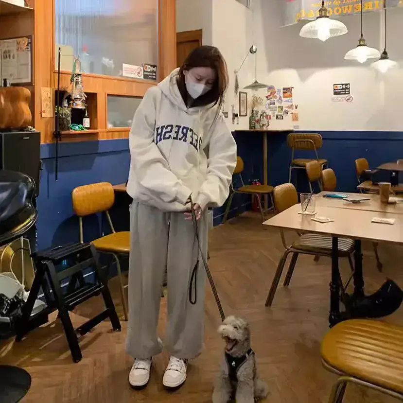 Gray Velvet Hoodie for Women 2024 Winter Loose Fit - Image 7