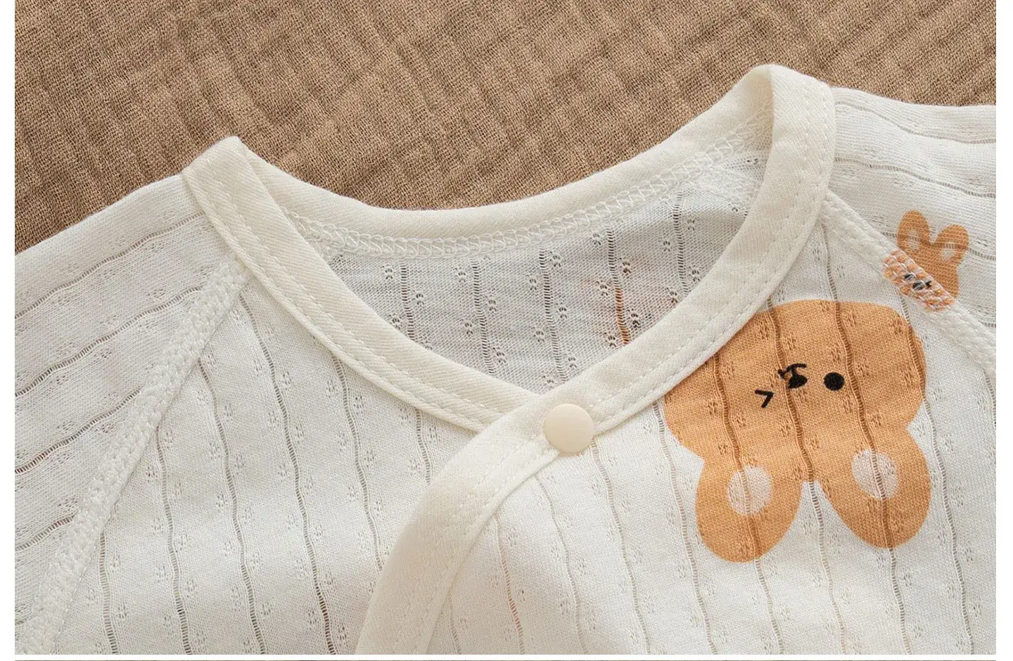 Newborn Pure Cotton Jumpsuit with Neck Open Button — feature 28