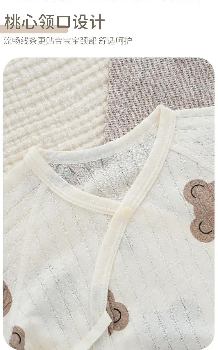 Newborn Pure Cotton Jumpsuit with Neck Open Button — feature 6