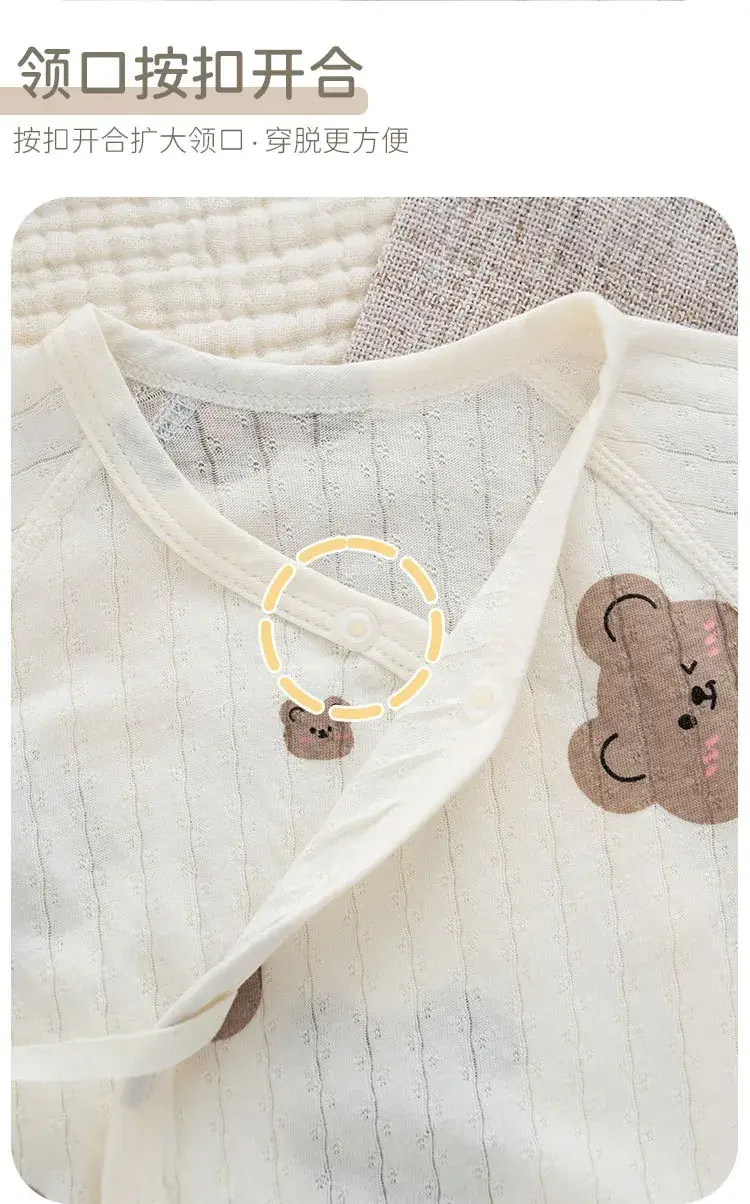 Newborn Pure Cotton Jumpsuit with Neck Open Button — feature 7