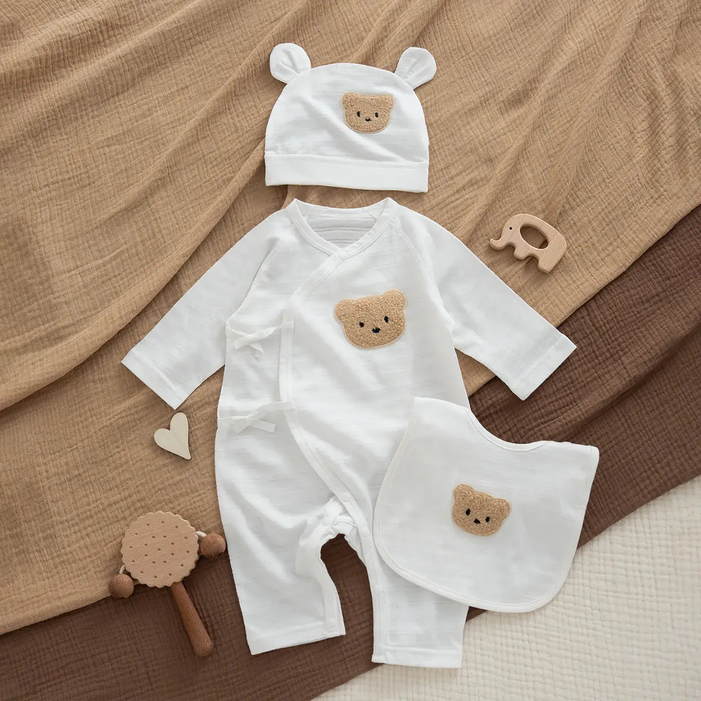 Newborn Pure Cotton Jumpsuit with Neck Open Button - Image 10