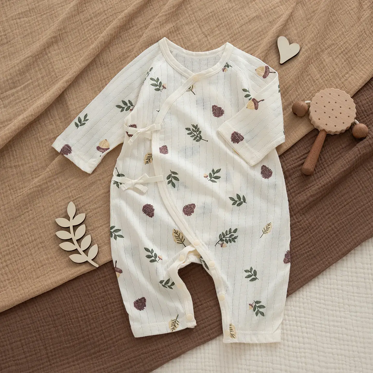 Newborn Pure Cotton Jumpsuit with Neck Open Button - Image 5