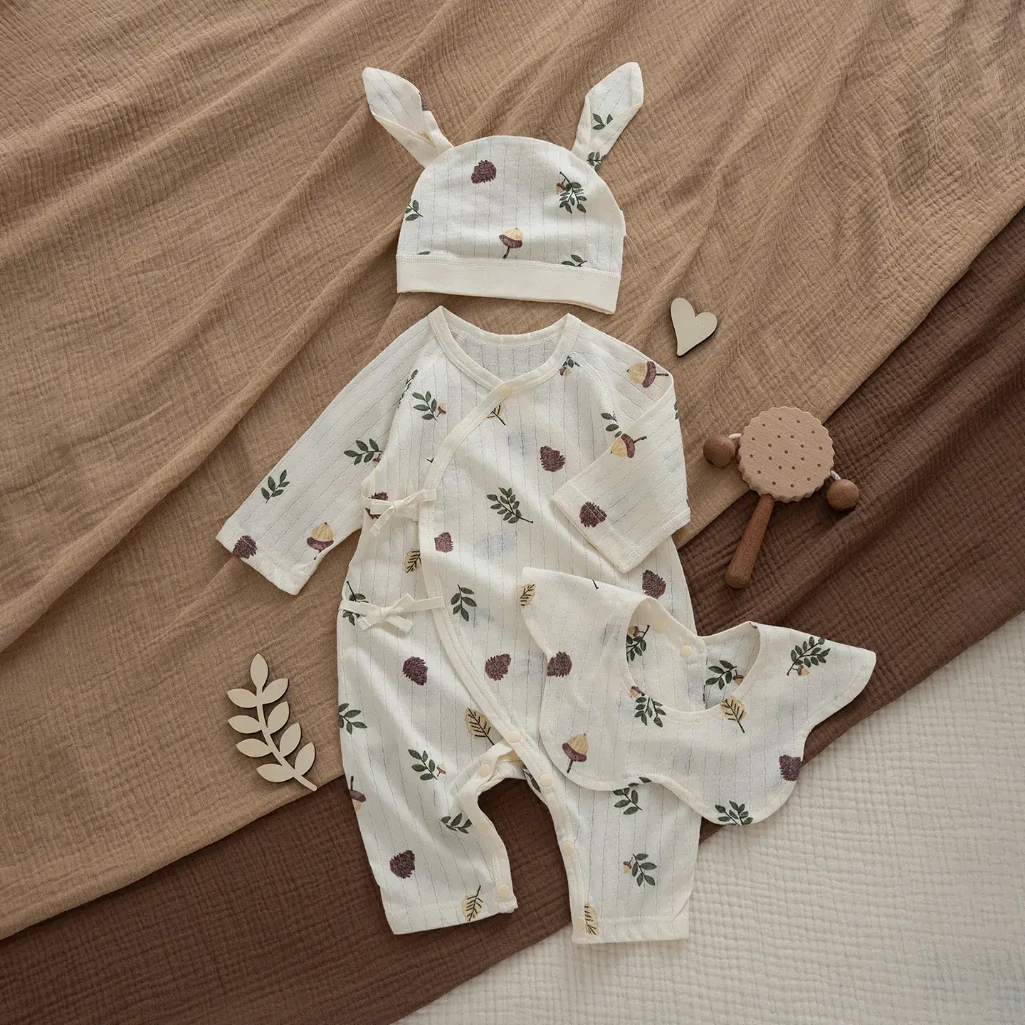 Newborn Pure Cotton Jumpsuit with Neck Open Button - Image 6