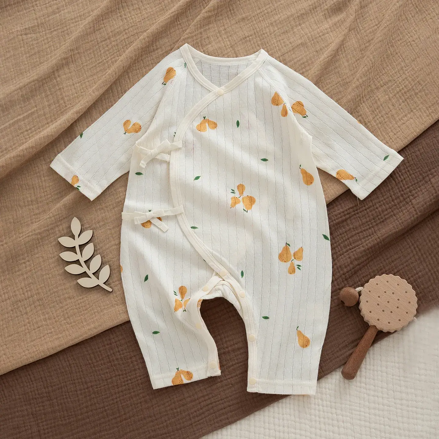 Newborn Pure Cotton Jumpsuit with Neck Open Button - Image 8