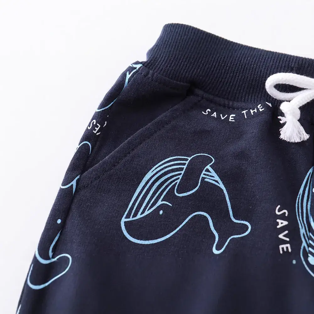Cotton Whale Print Shorts for Boys Girls Casual Summer - Image 3