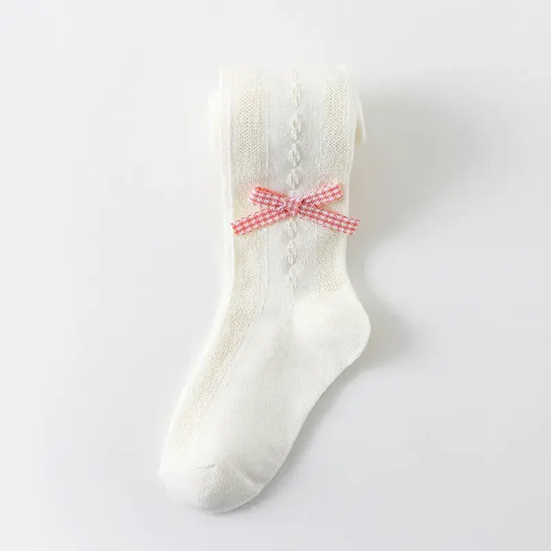 2025 Girls Bow Cotton Pantyhose Socks Class A - Image 2