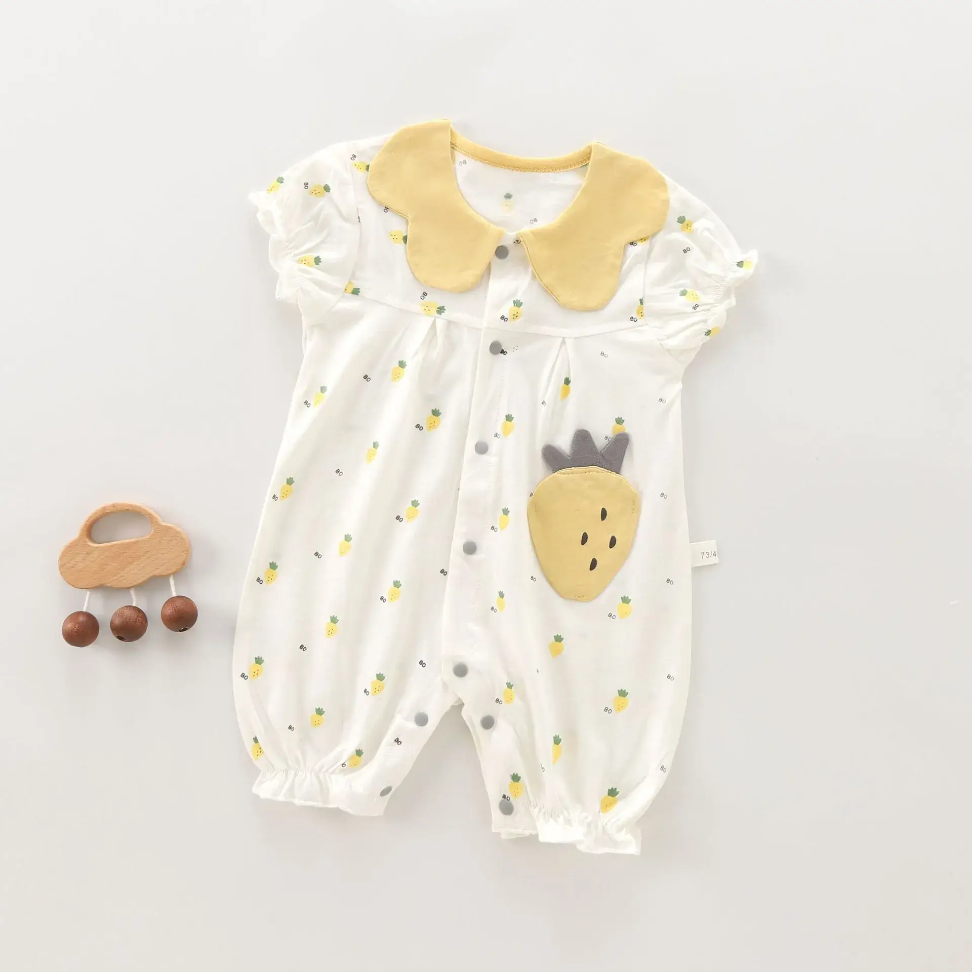 Baby Summer Lapels Set White Pink 0-12M - Image 2