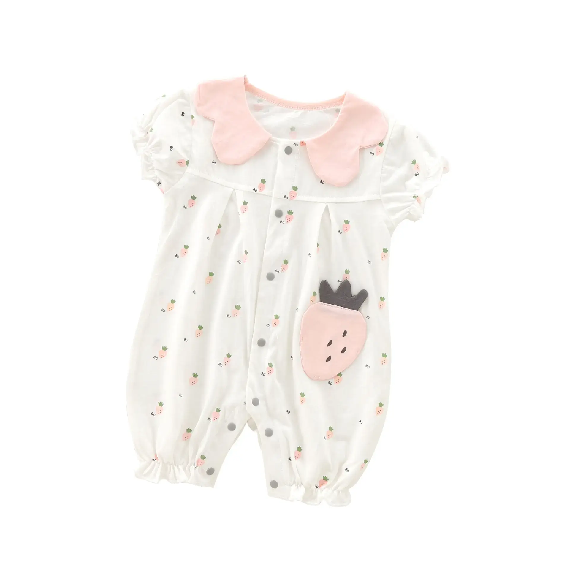 Baby Summer Lapels Set White Pink 0-12M - Image 5