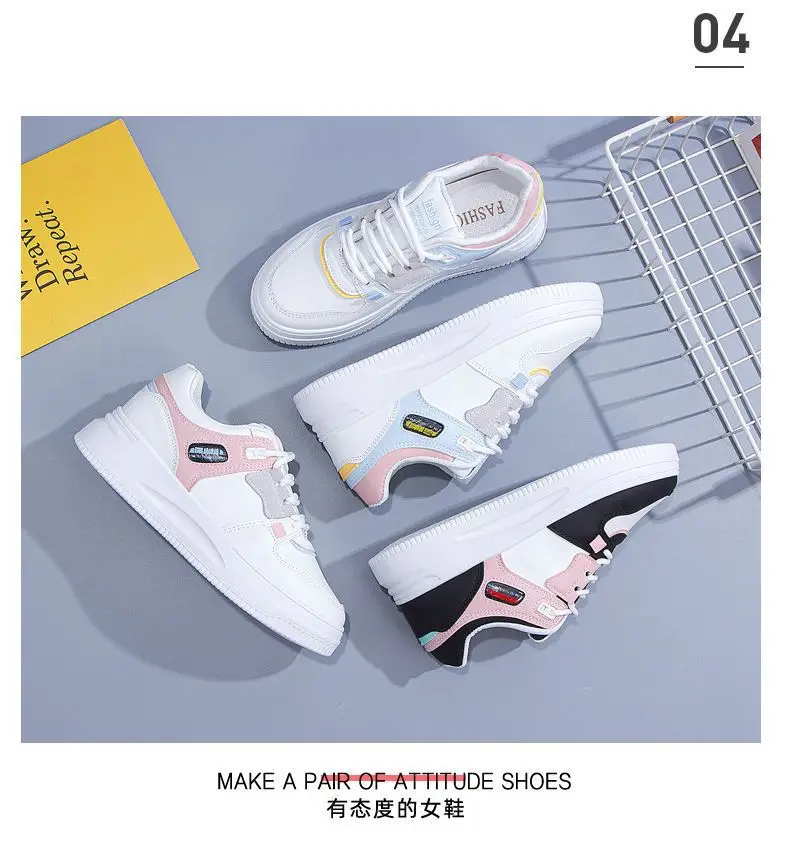 Casual Versatile Thick-Soled Sneakers Sports Color Matching Niche White Shoes 2023 Summer New Popular Non-Slip Casual Shoes for Women — feature 1