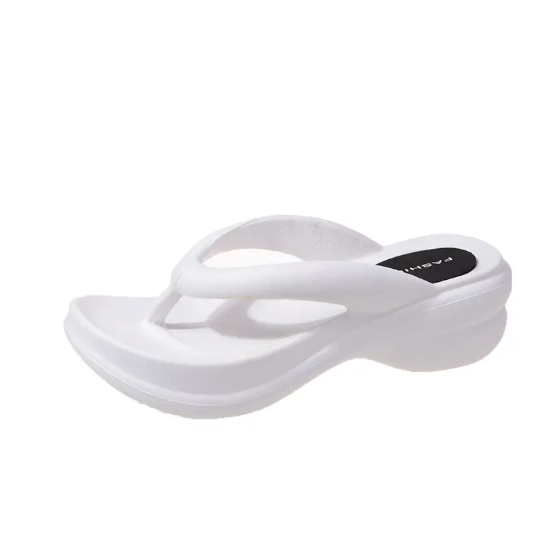 Women White Thick Sole Beach Sandals Flip Flops