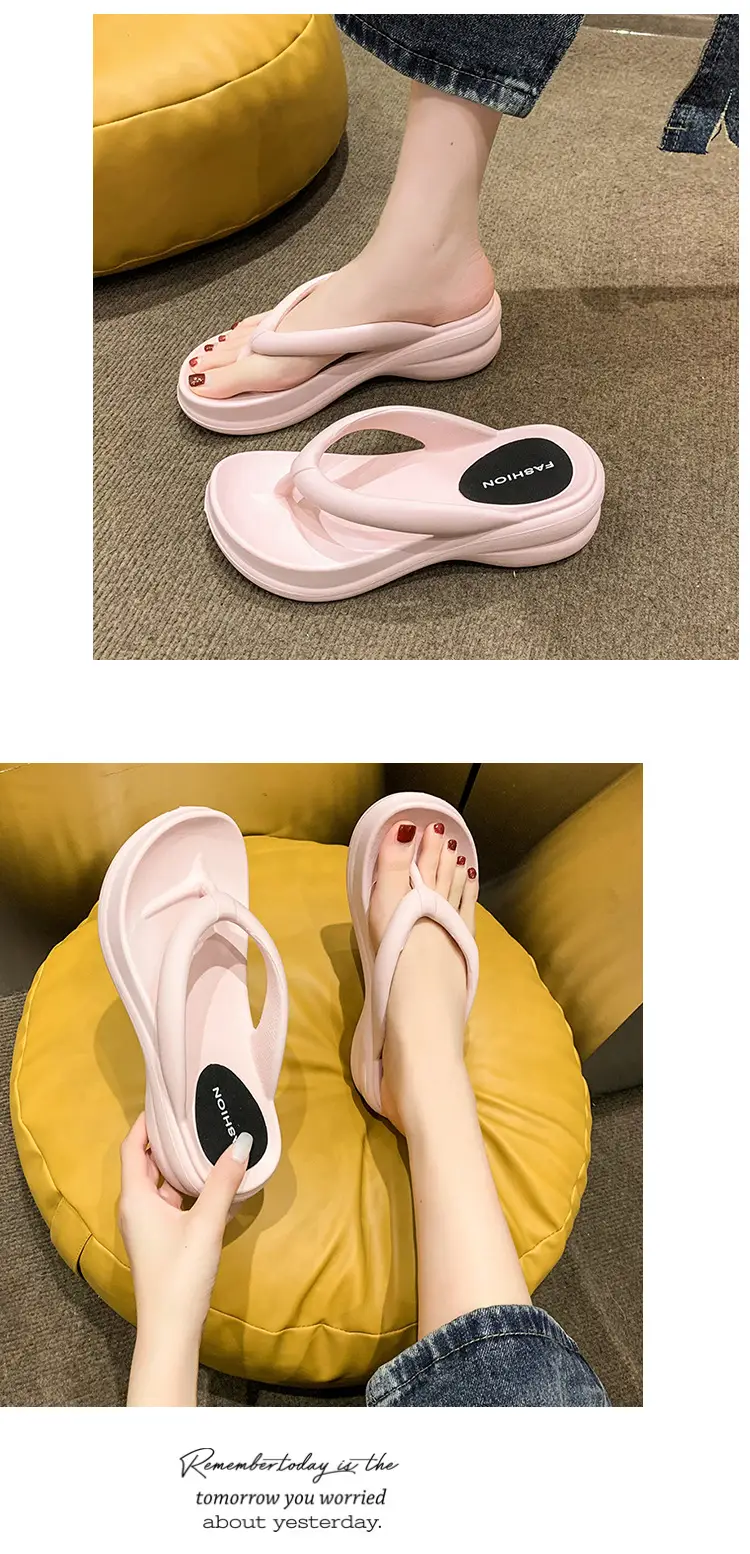 Women White Thick Sole Beach Sandals Flip Flops — feature 11