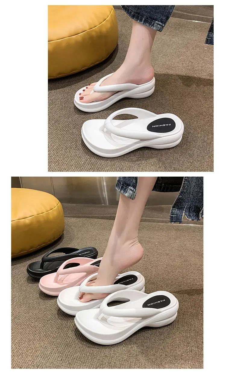 Women White Thick Sole Beach Sandals Flip Flops — feature 13