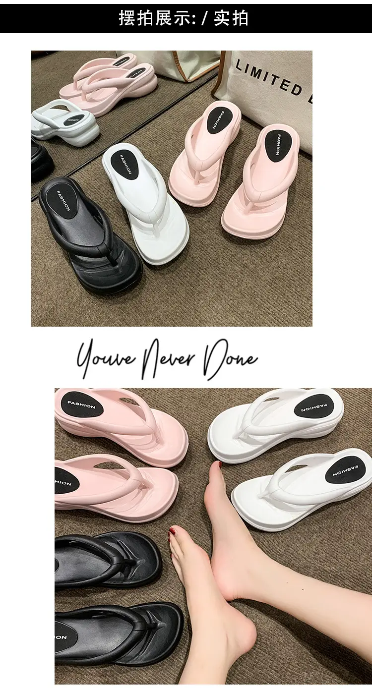 Women White Thick Sole Beach Sandals Flip Flops — feature 16
