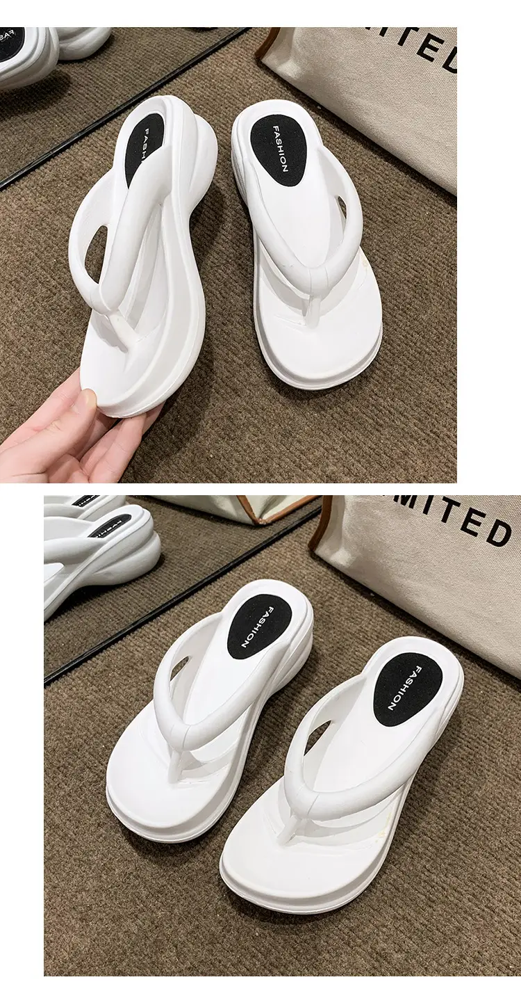 Women White Thick Sole Beach Sandals Flip Flops — feature 19