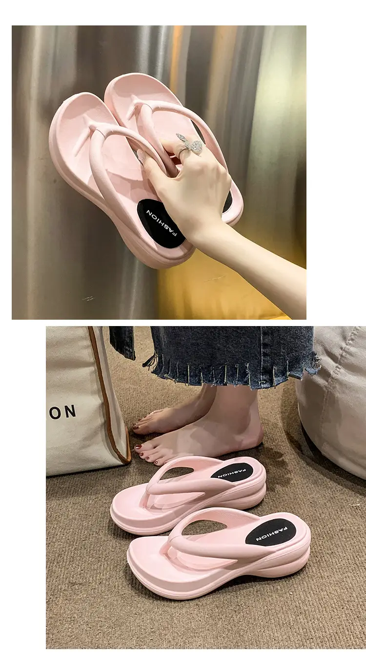 Women White Thick Sole Beach Sandals Flip Flops — feature 20