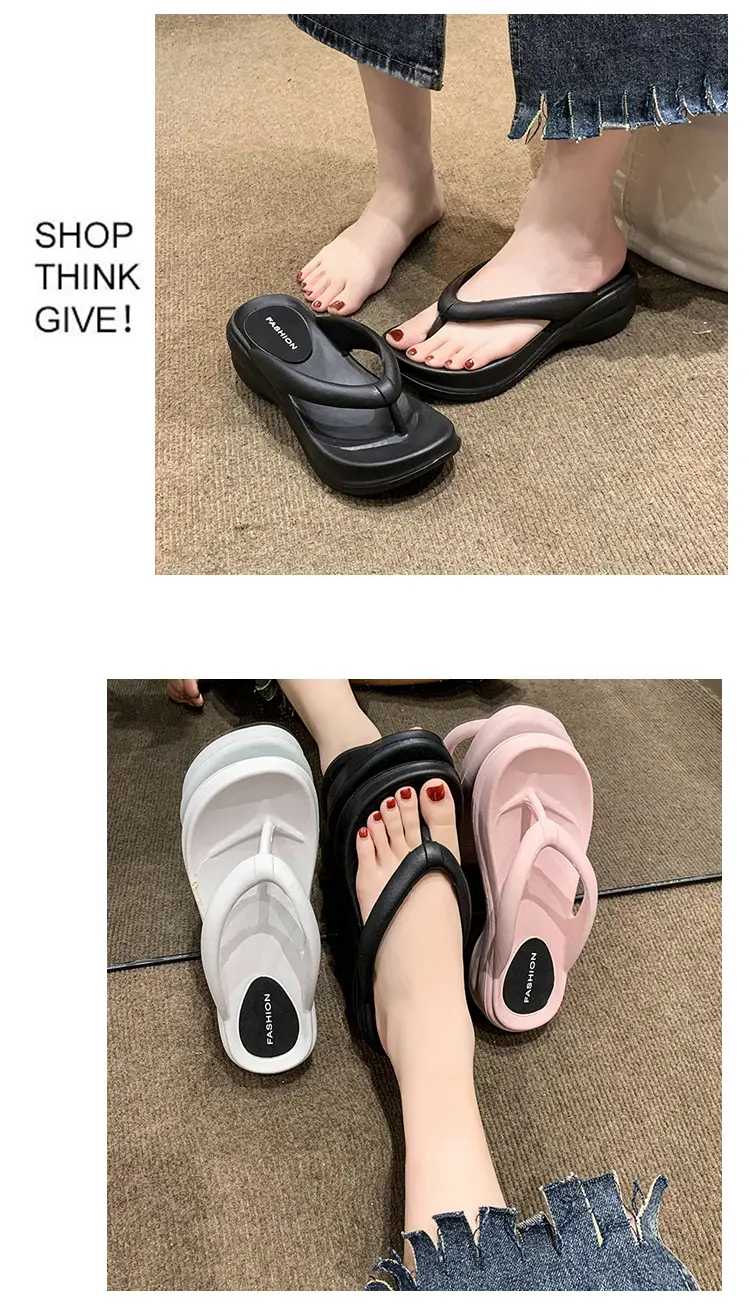 Women White Thick Sole Beach Sandals Flip Flops — feature 7