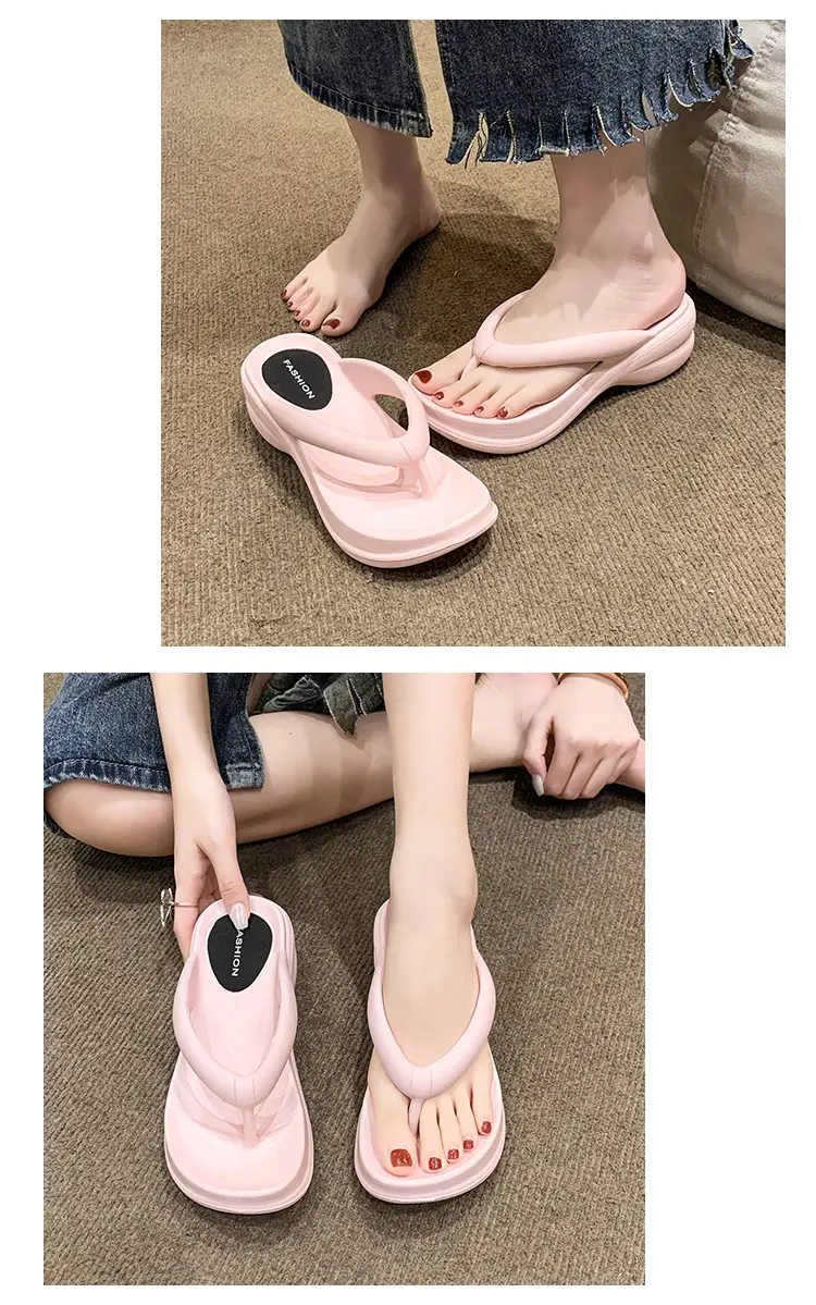 Women White Thick Sole Beach Sandals Flip Flops — feature 9