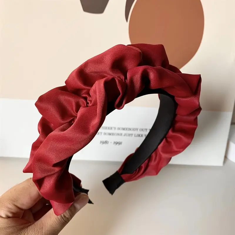 Women Satin Headband Red Korean Style Hair Accessory - Image 54