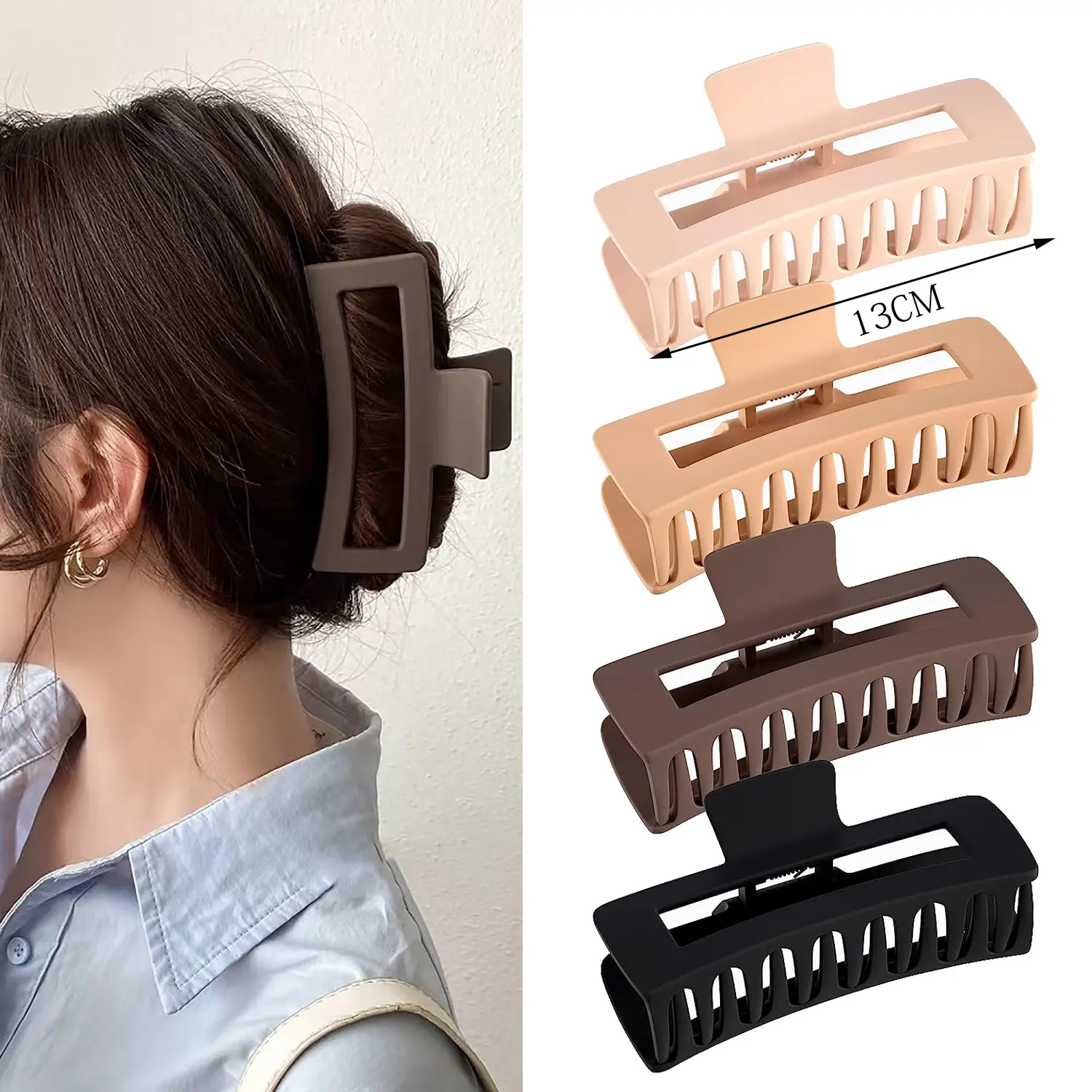Oversized Geometric Claw Hair Claw Clip Orange 13cm - Image 19