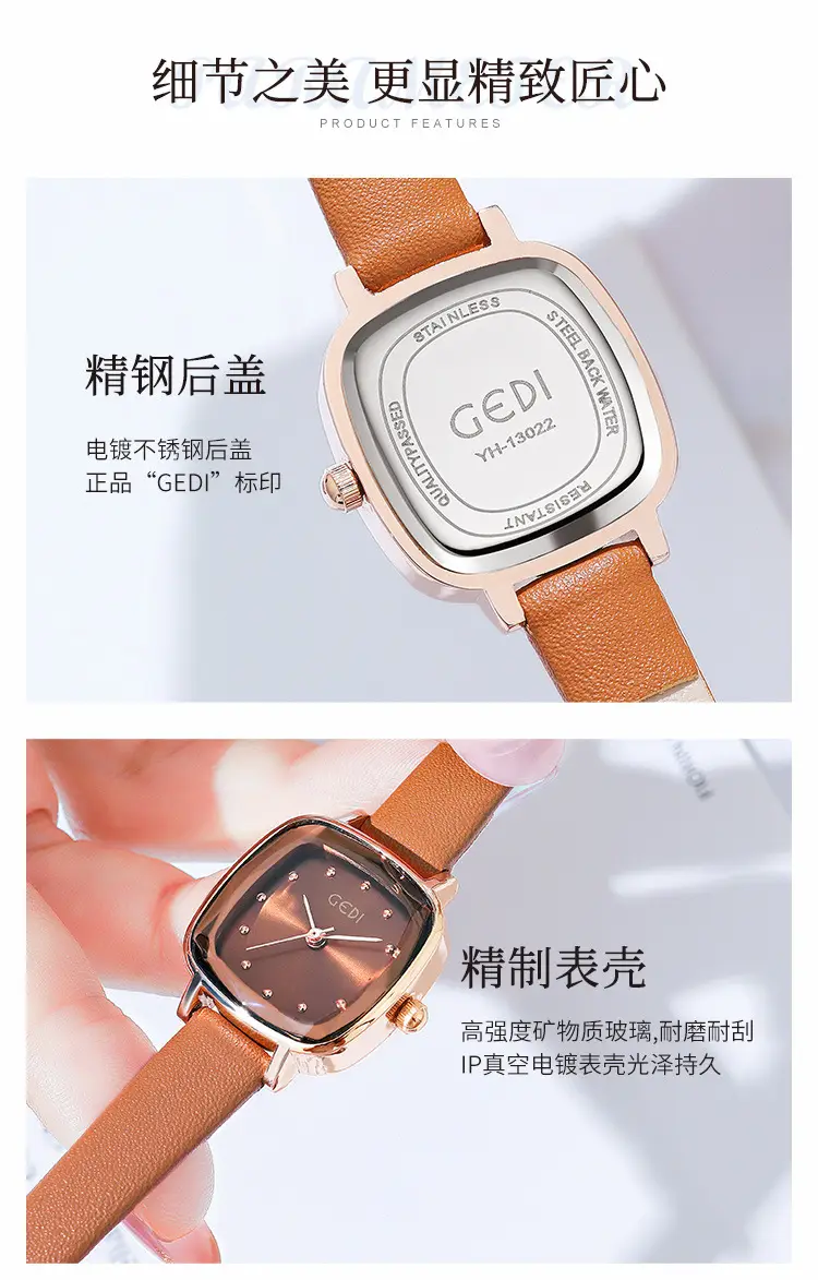 Goldie Retro Square Watch for Women Black Belt — feature 10