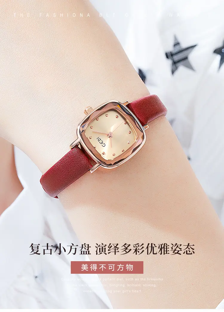 Goldie Retro Square Watch for Women Black Belt — feature 2