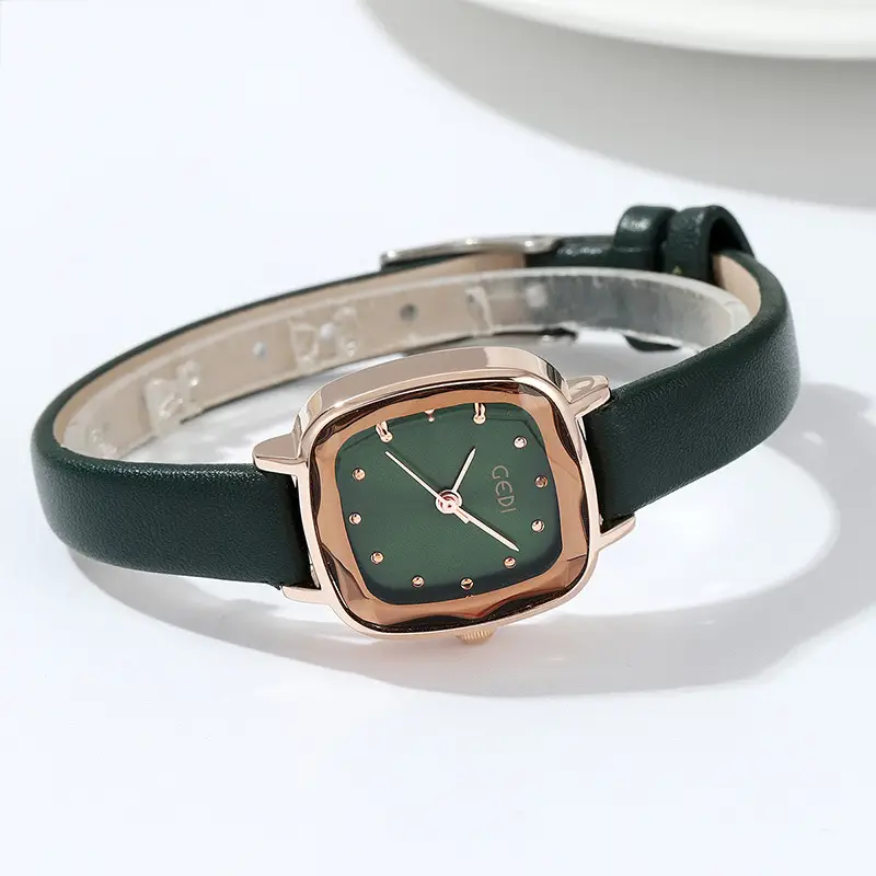 Goldie Retro Square Watch for Women Black Belt