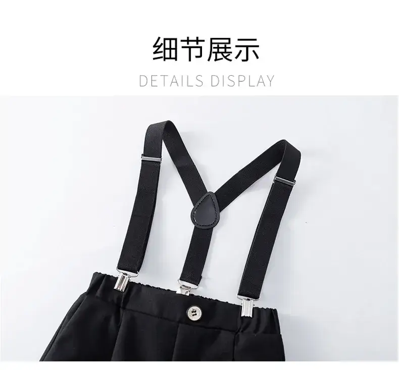 Boys Bib Shorts Suit Black White Bow Tie Summer — feature 16