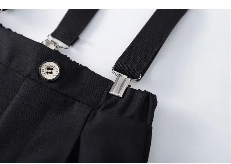 Boys Bib Shorts Suit Black White Bow Tie Summer — feature 18