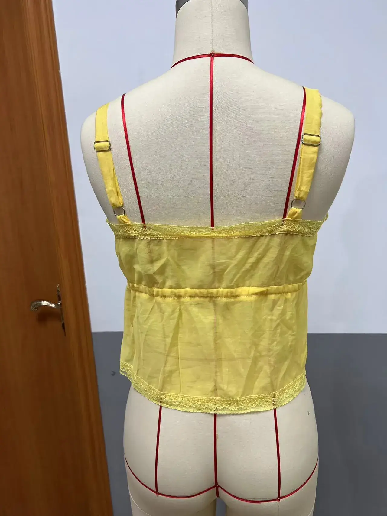 Women's Lace Strap Vest Yellow Summer Top — feature 4