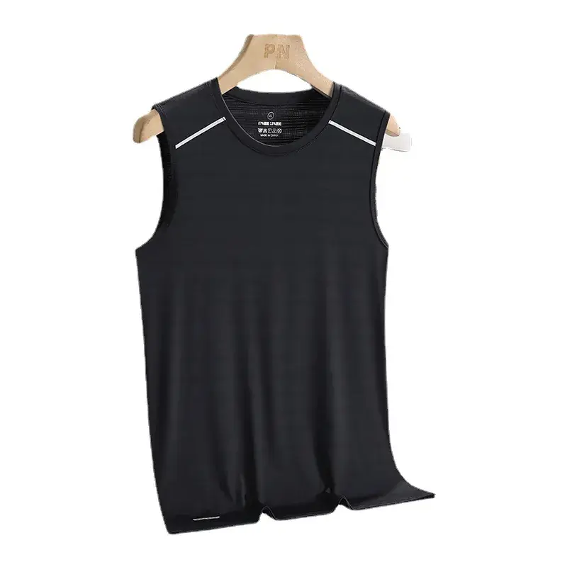 Men's Blue Ice Silk Sleeveless Vest Summer Wear - Image 7