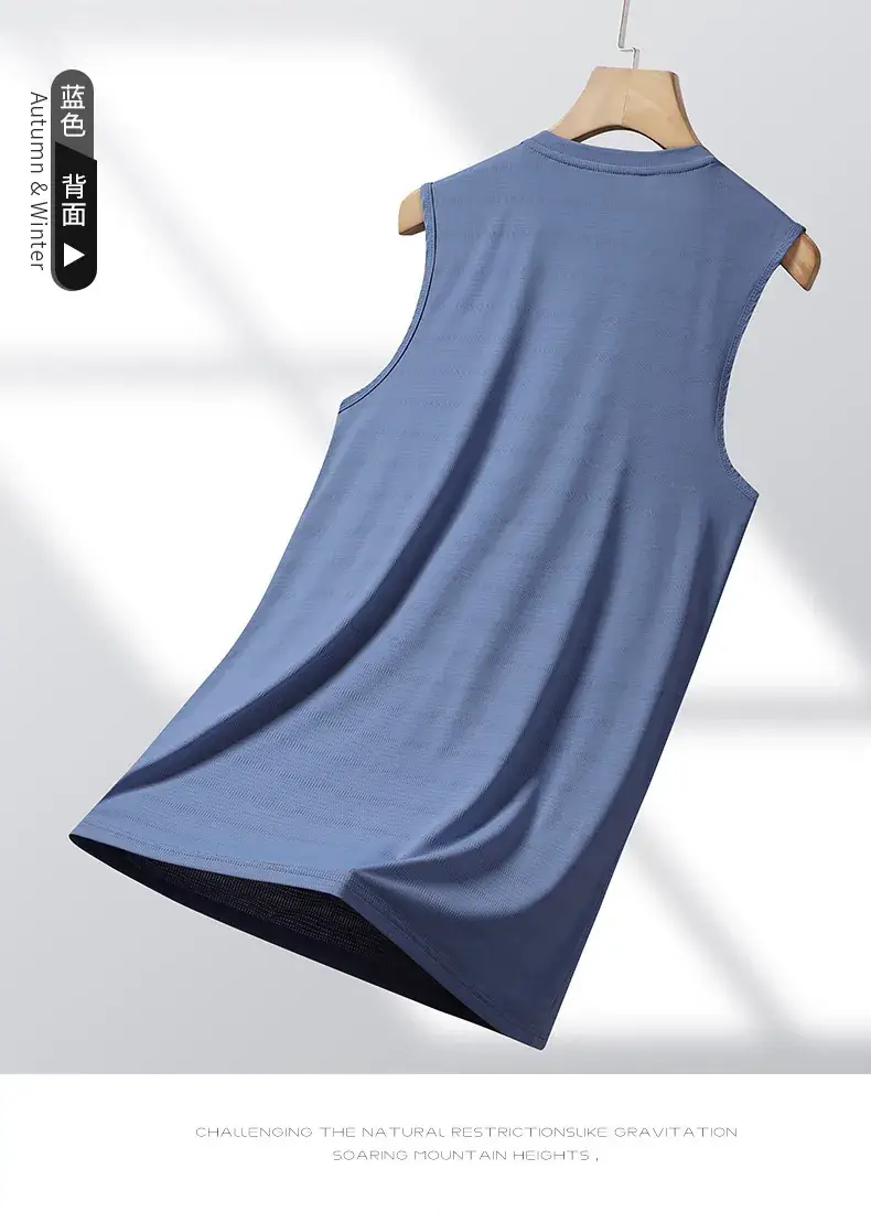 Men's Blue Ice Silk Sleeveless Vest Summer Wear — feature 12