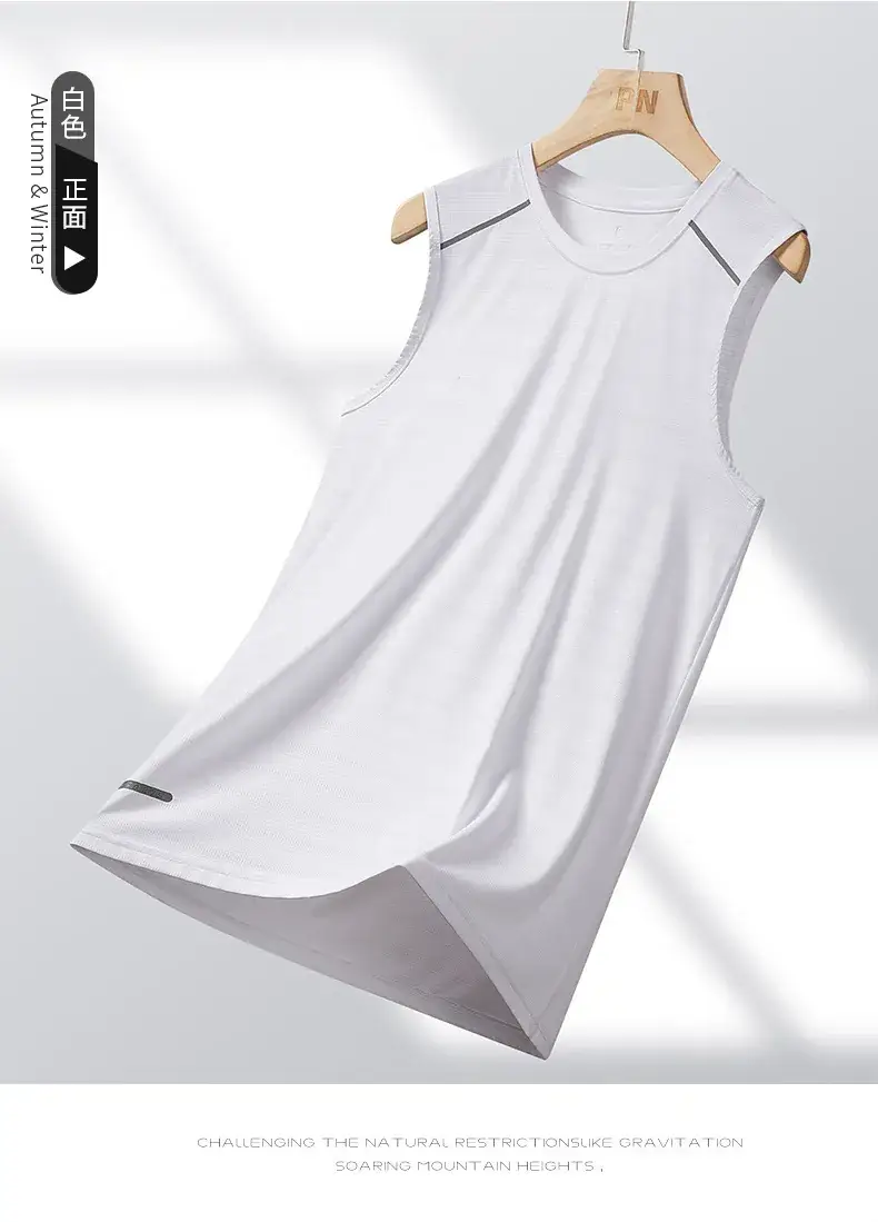 Men's Blue Ice Silk Sleeveless Vest Summer Wear — feature 13