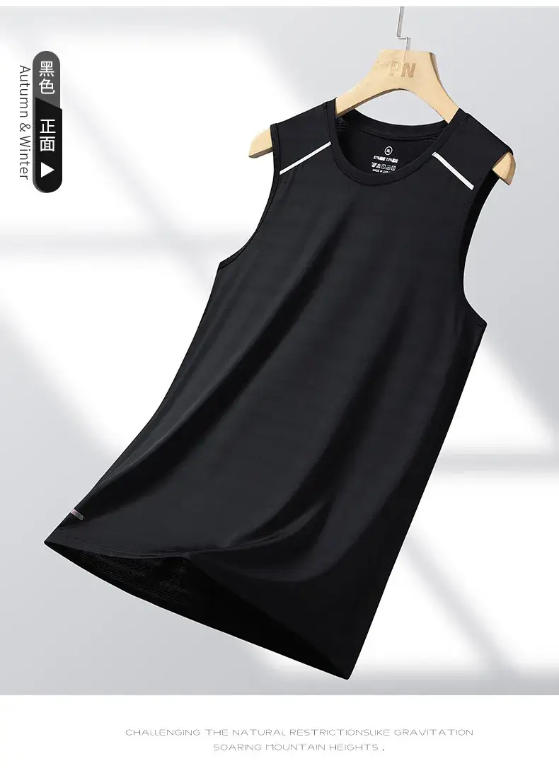 Men's Blue Ice Silk Sleeveless Vest Summer Wear — feature 14