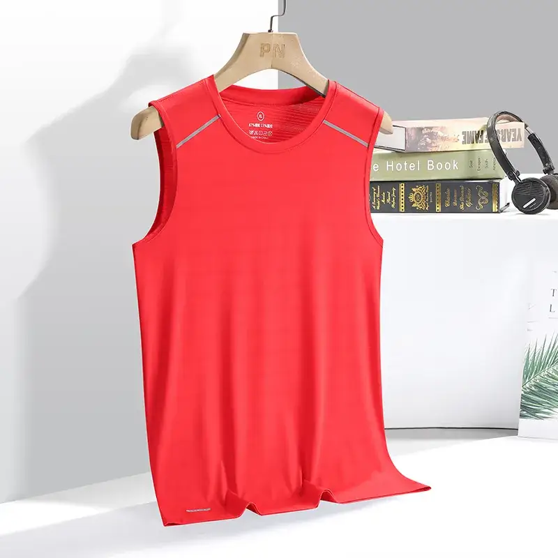 Men's Blue Ice Silk Sleeveless Vest Summer Wear - Image 3