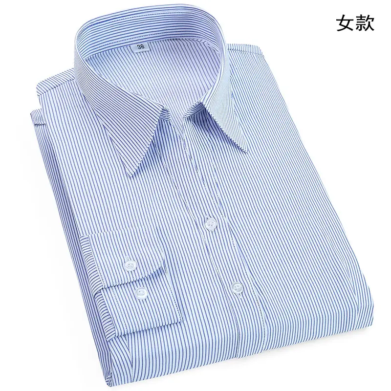 Men Blue Striped Long Sleeve Shirt Wrinkle Resistant - Image 12