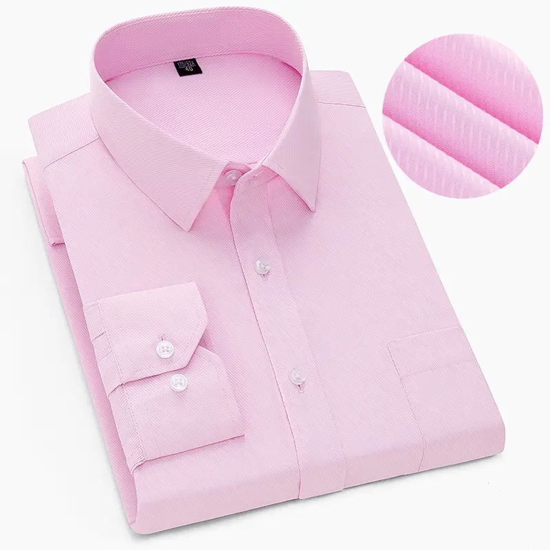 Men Blue Striped Long Sleeve Shirt Wrinkle Resistant - Image 7