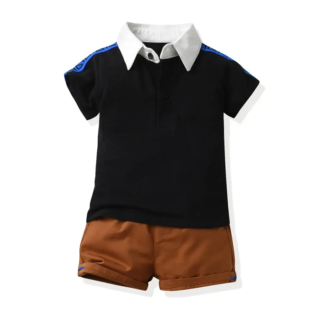European American Boys Summer Polo Shirt Shorts Set Large Cotton