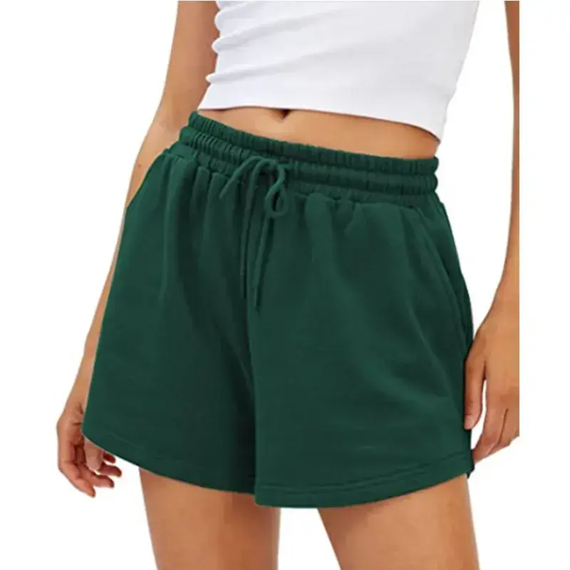 Green Drawstring High Waist Women Shorts