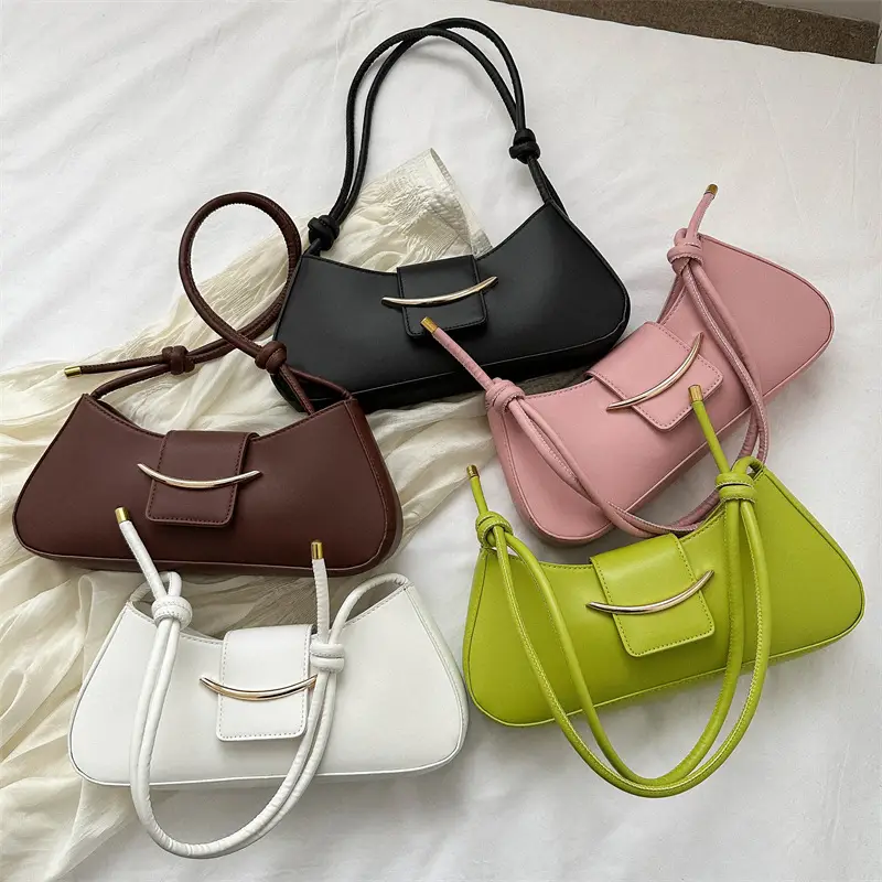 White Leather Shoulder Bag with Buckle Closure