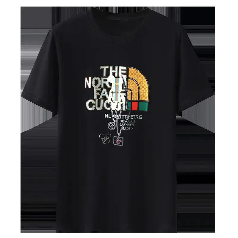Men Black T-Shirt Hot Drilling Graphic Extra Large