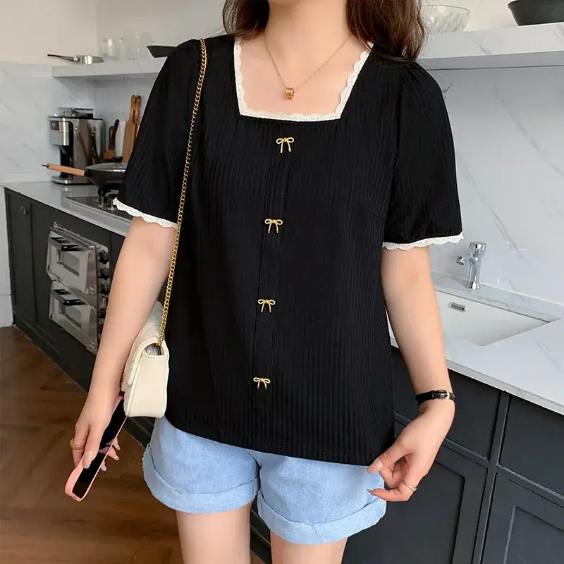 Plus Size Women Black Fat mm Short Sleeve T-Shirt 2025 - Image 6