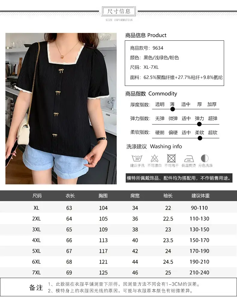 Plus Size Women Black Fat mm Short Sleeve T-Shirt 2025 — feature 11