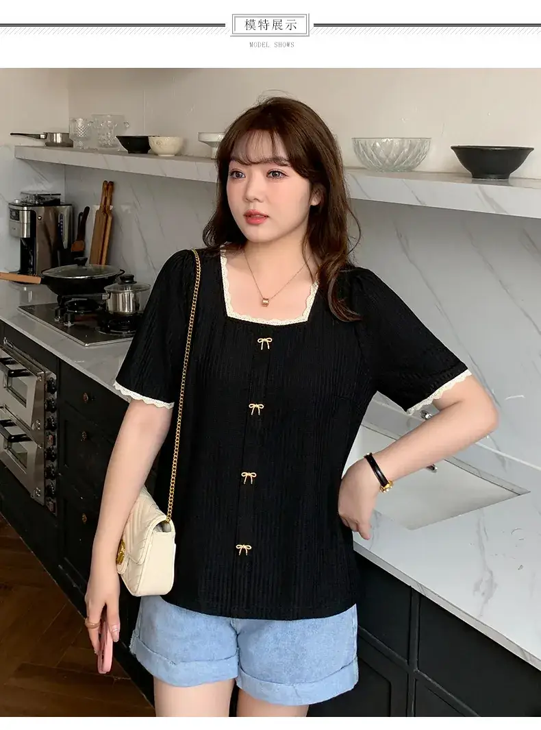 Plus Size Women Black Fat mm Short Sleeve T-Shirt 2025 — feature 12